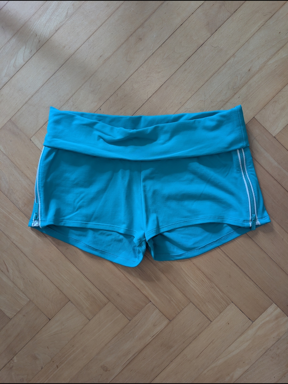 bebe Turquoise Fold-Over Waist Athletic Shorts
